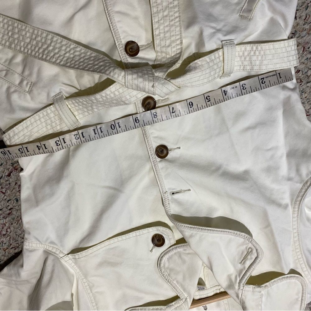 Levi’s Off White Button Front Waist Tie Denim Jacket Coat Womens Size Medium - Picture 5 of 6